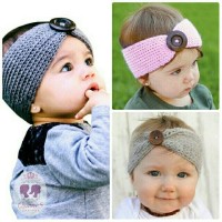 Jual Bandana Bayi Anak Rajut Bando Knit Kancing | Baby Headband 9 Murah