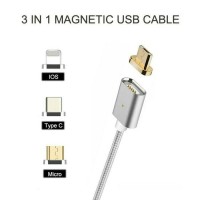 Jual Magnetic 3 in 1 Cable Data Cable Charger Micro USB Lightning Type-C Murah