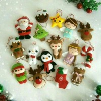 Jual Hiasan Ornamen Gantungan Aplikasi Boneka Pohon Natal Souvenir Flanel Murah