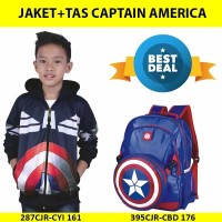 Jual CAPTAIN AMERICA JAKET SWEATER ANAK+TAS RANSEL SEKOLAH ANAK PG, TK, SD Murah