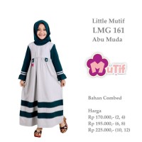 Baju Muslim Anak Gamis Little Mutif LMG 161 Abu Muda