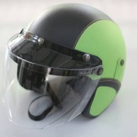 Helm Leather Helmet Bogo Flat Hijau Hitam BONUS SARUNG BACKPACK