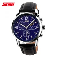 Jual Jam Tangan Pria Original Kulit SKMEI Casio Men Casual Model Black Murah