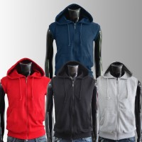Jual Vest Hoodie / Jaket Rompi Merah /Navy Kualitas Ekspor Murah