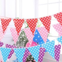 Jual Banner Segitiga Polkadot/ Bunting Flag Polkadot/ Perlengkapan Pesta Murah