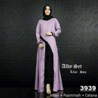 Baju Muslim Murah SG- Alby Set Purple Set Celana Gamis Murah Ecer