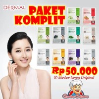 Jual 10 Paket Masker Wajah Korea Dermal Original Collagen Essence Mask Murah