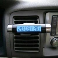 Jual jam mobil dan thermometer digital LCD biru Murah