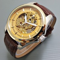 Jual Jam Tangan Automatic Rolex Skeleton Tali Kulit Murah