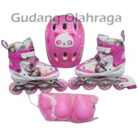 Sepatu Roda Anak Full Set Komplit (Inline skate + Helm + Dekker 1 Set)