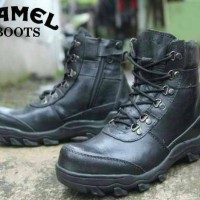 sepatu boot pria camel safety resleting kulit asli hitam