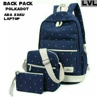 Jual Tas Polka 3 in 1, Tas Ransel Wanita, Tas Wanita Murah, Tas Sekolah Murah