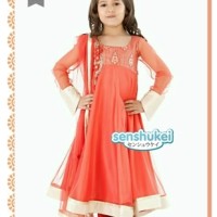 INDIA PEACH ORANGE BIG SIZE Baju Pesta Anak Import Celana Kostum Jodha