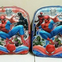 Jual Tas ransel backpack sekolah anak TK SD 3D timbul 3 D Spiderman bagus Murah
