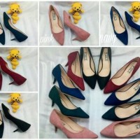 Jual HEELS POLOS SUEDE / SEPATU IMPORT WANITA MURAH / HIGH HEELS Murah