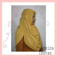 JILBAB PASHMINA INSTAN BAHAN ADEM KUALITAS BAGUS GOJEK KUNING POLOS