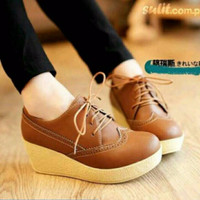 Jual WEDGES BOOTS TAN YY02 ( Murah, Grosir, Casual ) Murah