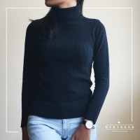 Jual BASIC TURTLE NECK BLOUSE JALUR LENGAN PANJANG RAJUT WANITA HALUS Murah
