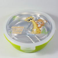 Jual Lunch Box / Kotak Makan Bulat 3 Sekat Stainless 6516 Murah