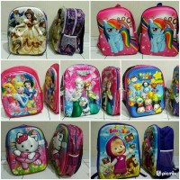 Jual Tas ransel sekolah anak 3D Frozen pony Kitty Masha tsum tsum barbie Murah