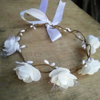 Jual Flower crown simple white Murah