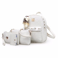 Jual Tas Wanita Ransel Backpack Rice White (4 in 1) Studded Import DSB10139 Murah