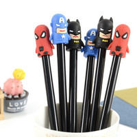 Jual Pulpen Gel Spiderman, Captain Amric, Batman Kepala Karet 0.38mm Murah