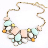 Jual Perhiasan Kalung Fashion Korea Import Vintage Geometric Multicolor Murah