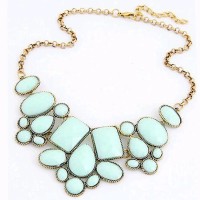 Jual Perhiasan Kalung Fashion Korea Import Vintage Geometric Hijau Muda Murah
