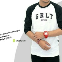 Jual KAOS RAGLAN GREEN LIGHT BLACK & WHITE Murah