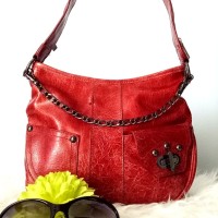 Tas tali bahu merah rantai Nine West (ori)