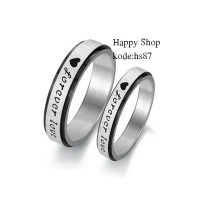 cincin couple kawin/bahan Titanium-free ukir nama