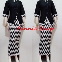 Jual Setelan Rok N Blouse PRAMUGARI Batik RANG-RANG AIRLINE HITAM Murah
