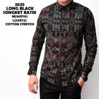 Jual kemeja batik pria Kemeja Batik Songket Pria Black Panjang Kantor Murah