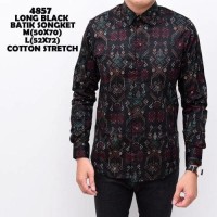 Jual kemeja batik pria Kemeja Batik Songket Black Panjang kerja Kantor Murah