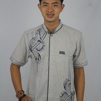Busana Muslim Pria/ Baju Koko Bordir Warna Abu Muda/ Bermerk