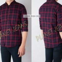 Jual Baju kemeja kotak flanel pria lengan panjang bahan flannel slimfit HQ Murah