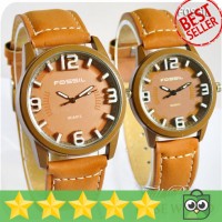 Jual Jam Tangan Fossil Angka Timbul Couple Watch Coklat Muda Murah