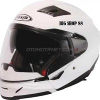HELM ZEUS 611C 611 C modular 2in1 replika SHOEI white putih half full