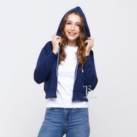 Jual JAKET CROP HOODIE NAVY WANITA Murah