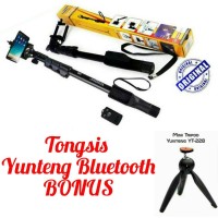 Jual Tongsis BLUETOOTH NO KABEL YUNTENG REMOTE SHUTTER + mini tripod Murah