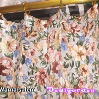 Jual Gorden Plisket Saten Bunga 1m x 185cm Murah