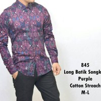 Jual Baju Kemeja Pria Songket Batik Ungu Keren Gaya Murah