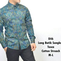 Jual Baju Kemeja Pria Songket Batik Hijau Tosca Keren Gaya Trendy Murah