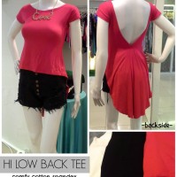 Jual Hi Low Back Tshirt Tee Kaos Mullet Putih White and Red Merah Murah