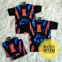 Jual Kaos Anak Karakter Bendera Inggris/Beatles Hitam Murah