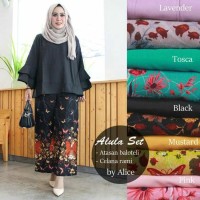 Atasan Wanita Blouse polos Baju Celana Kulot motif Setelan alula hitam