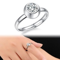cincin single wanita permata, terbuat dari titanium asli ,anti pudar