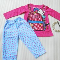baju tidur/Piyama anak perempuan model terusan motif hello kity