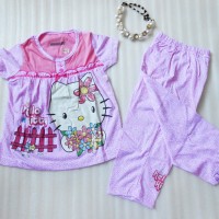 model baju tidur/piyama anak perempuan motif hello kiti pink